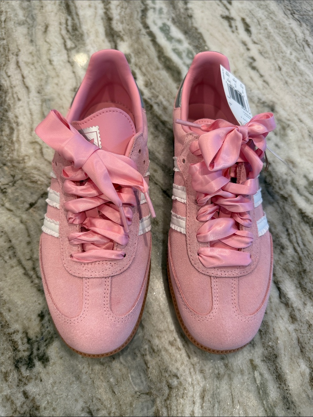 NWT adidas Samba Pink Satin and White Ruffle - Picture 8 of 16